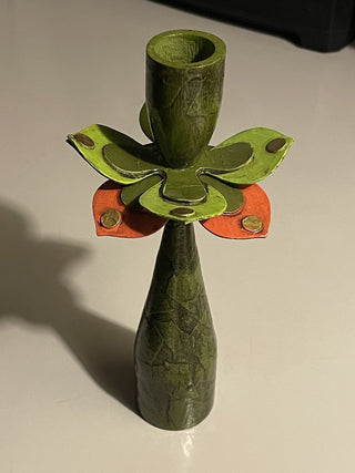 8" Mod Fitz & Floyd Green Candlestick, As Is--SP MTS