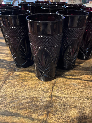 Antique Ruby Red Pattern Tumbler By Cristal D'Arques-Durand Luminarc France. RSV|125155