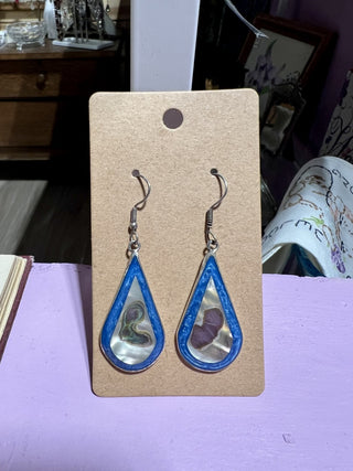 Mexican Silver Blue Shell Earrings|103337