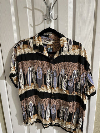 Men's Large Blue Sky Apparel Vintage Hawaiian Shirt w/Surfboards RCD