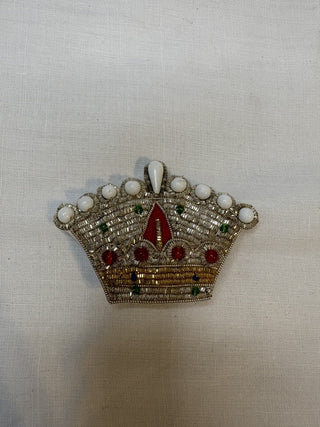 Vintage Crown Embroidered Brooch RSV