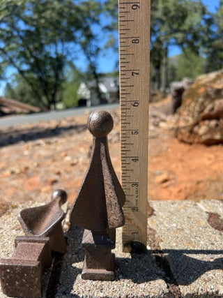Set of 2 Vintage Cast Iron Finial Fence Topper 4-Sided 5.5”