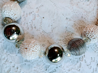 Large Beaded Silver Necklace|105039