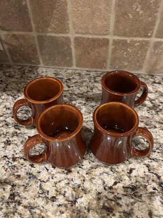 Vintage Brown Mugs, Set of 4   MTS|38211