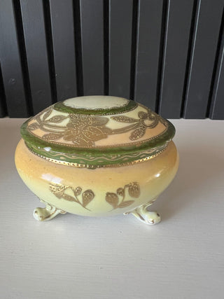 Antique porcelain hand painted gold jar RSV