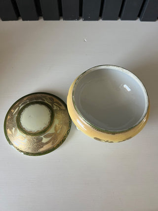 Antique porcelain hand painted gold jar RSV