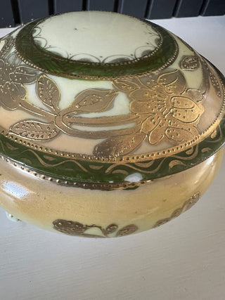 Antique porcelain hand painted gold jar RSV