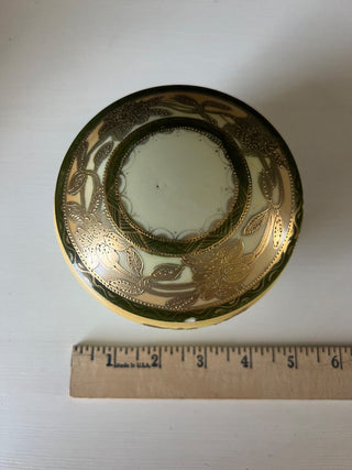 Antique porcelain hand painted gold jar RSV