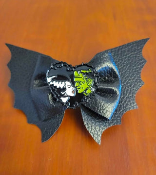 Frankenstein & Bride Leather Bow Clip