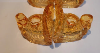 Set William and Sonoma Amber glass turkeys mini taper candle holders #62 VV MTS|108869
