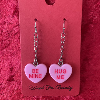 pink Valentine dangle chain heart earrings RSV