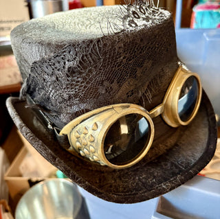 HALLOWEEN velvet Top Hat with lace netting and goggles  RSV|119926