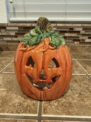 Jack O' Lantern Ceramic Pumpkin Tea Light Holder RCD|112757