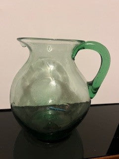 #2676 Green Bubble Glass Pitcher NIS