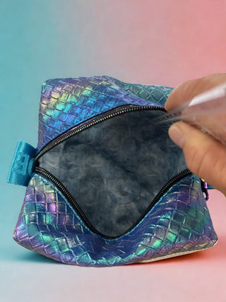 Blue and White Boxy Pouch (handmade)|78641