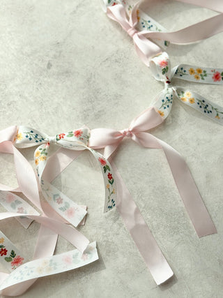 Pink Floral Garland - 44" bows + 24" twine
