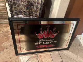 RARE 2007 Budweiser Select Framed beveled Bar Sign Mirror 34 1/2 " X 22 1/2" #47 VV MTS"|129453