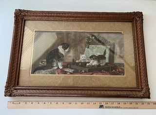 Antique cats playing chess art|72103