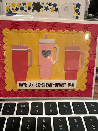 Birthday Card - "Have an ex-straw-dinary day" GF249 RCD