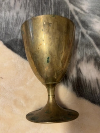 7” vintage solid brass chalice or wine goblet