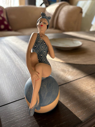 Bathing Beauty Figurine/trinket box - Retro 1920's bathing beauty 6"