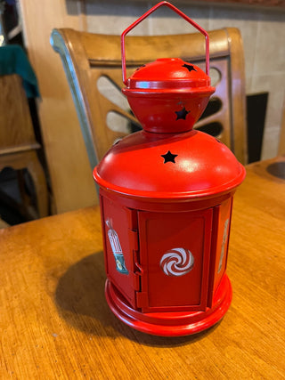 Custom Red Painted Candy Metal/Glass Lantern Decor RSV|123799