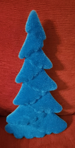 Blue Flocked Christmas Tree, 18" tall x 11" wide,  RSV|121126