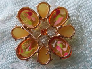 Flower brooch yellow & orange RCD|120788
