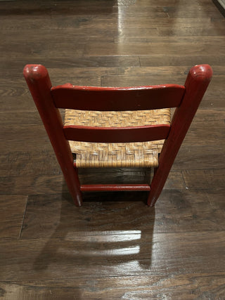 Vintage Red Child's Chair with Caned Seat MTS|75303