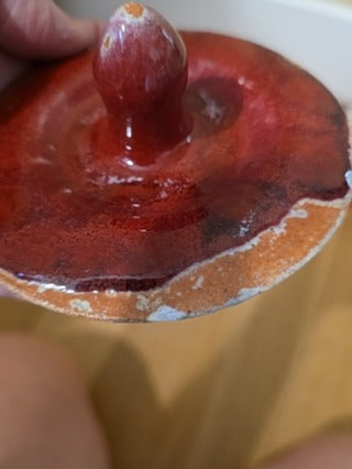 RF Heavy Red Drip Glaze Pottery Lidded Jar