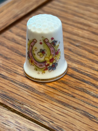 Vtg Thimble - England Bone China, handpainted RCD