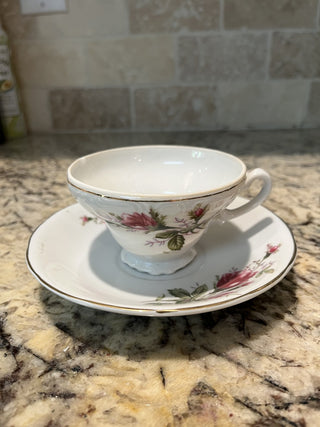 (10) Vintage Iridescent Lustreware Roses Tea Cup & Saucer RCD|72298