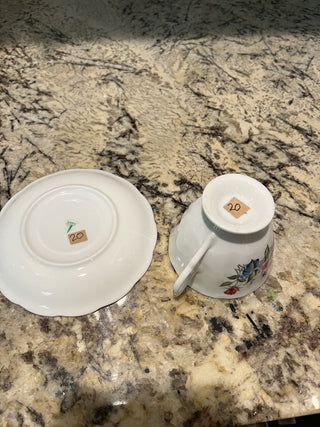 Vintage Pink Blue Floral Tea Cup & Saucer (20) RCD