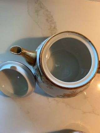 Set of vintage Japanese Kutani Teapot and sugar bowl