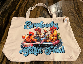 "Errbody Gettin Fried" Large Zippered Canvas Tote RSV|72443