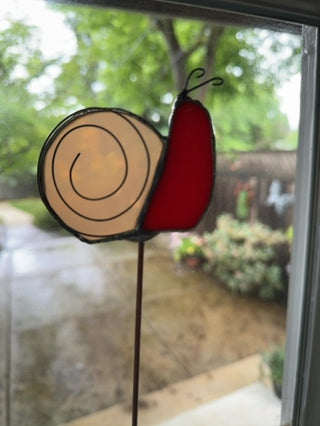 Handcrafted Stained Glass Snail Suncatcher Stake