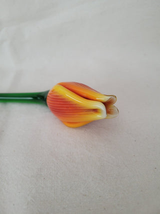 Hand Blown Glass Red Closed Tulip w/Green Stem 12" EACH RCD