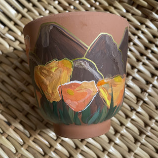 Handpainted Poppy Terra Cotta Pot RSV|114514