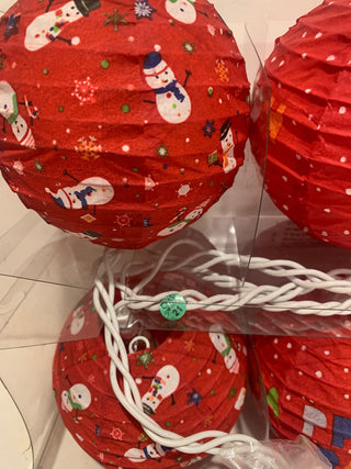 Xmas Paper string lights red snowman MTS|133975