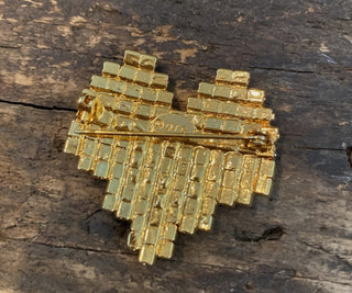 Signed OTC Patriotic American Flag rhinestone heart gold tone Brooch Pin #62 VV MTS