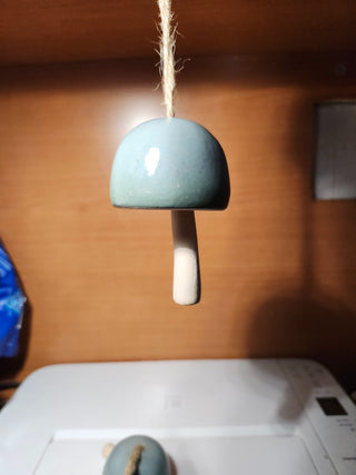 Ceramic teal round head mushroom chime RCD|145922