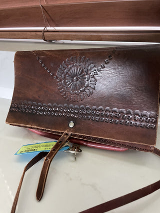 Vtg.Handmade 100% Lather Crossbody Purse-RSV|94496