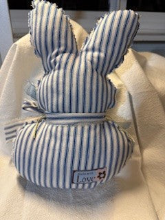Handmade blue/yellow Easter stuffed bunny