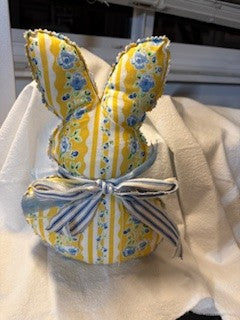Handmade blue/yellow Easter stuffed bunny