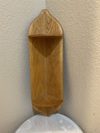 Solid oak vintage corner shelf RCD