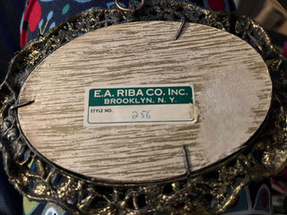 Vintage Hand Painted with Black Velvet Backing and Framed "Courting Couple" Cameo by E.A. RIBA CO. INC RSV|125518