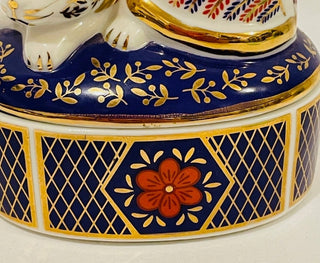 Vintage Takahashi Porcelain Cat Jewelry Trinket Box Blue Gold #62 VV MTS|69075