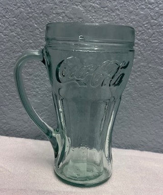 COCA COLA GLASS MUG, GREEN GLASS