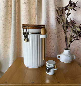 Ceramic Canister & Wooden Spoon (LZD - RSV)|108620