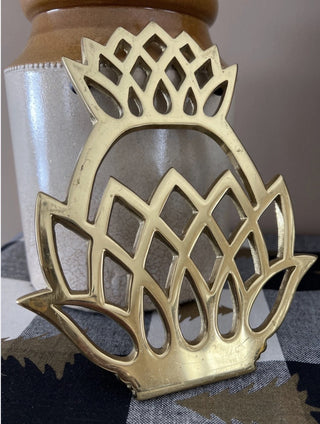 1976 Large Vintage Leonard Brass Pineapple Metal Crafters Trivet #63 VV MTS